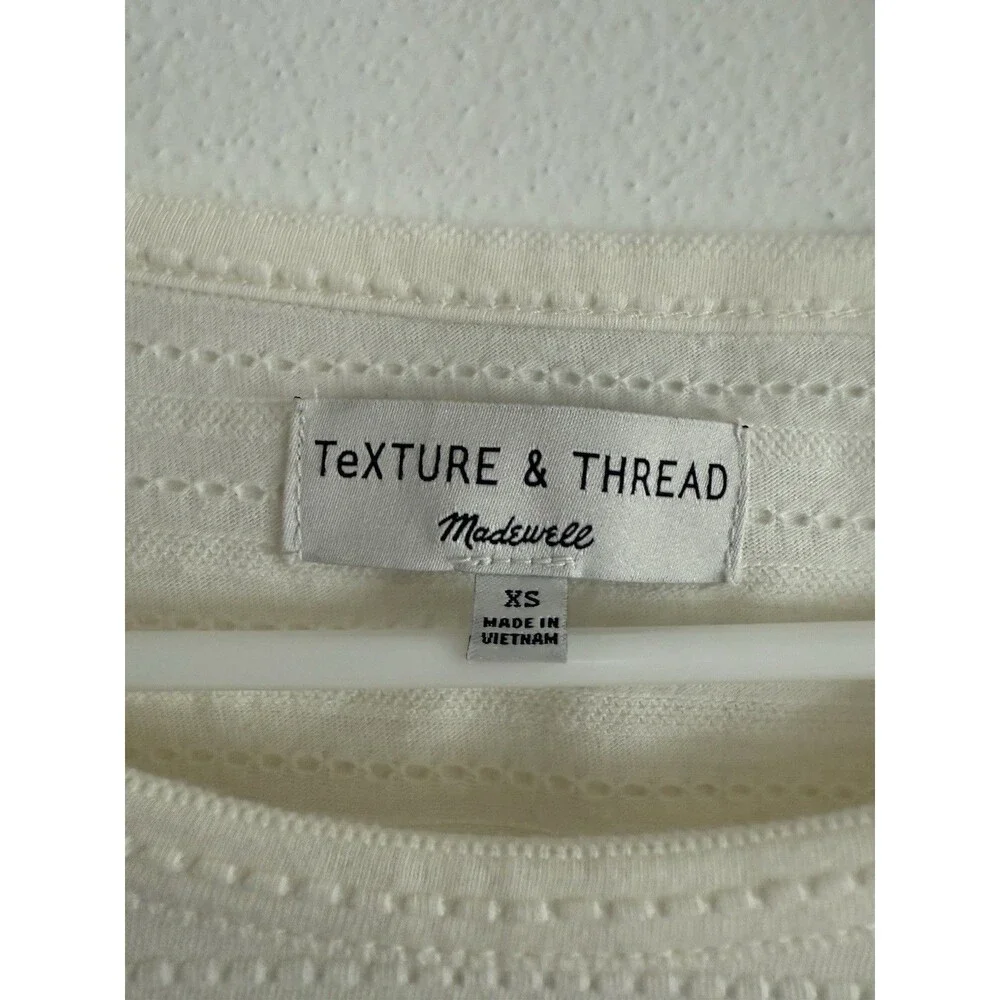 Madewell Texture & Thread Bubble Long Sleeve Top Women Size XS Cream Blouse